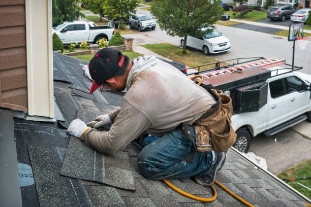 Professional Gutter Repair And Installation technician working in Breckenridge, MI